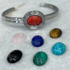 SWAP Chakra Seven Gemstone Silver Cuff Bracelet